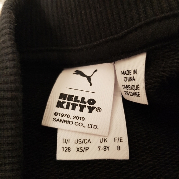 Puma Hello Kitty girls size 7/8 or XS years black long sleeve sweatshirt VGUC - Picture 6 of 6